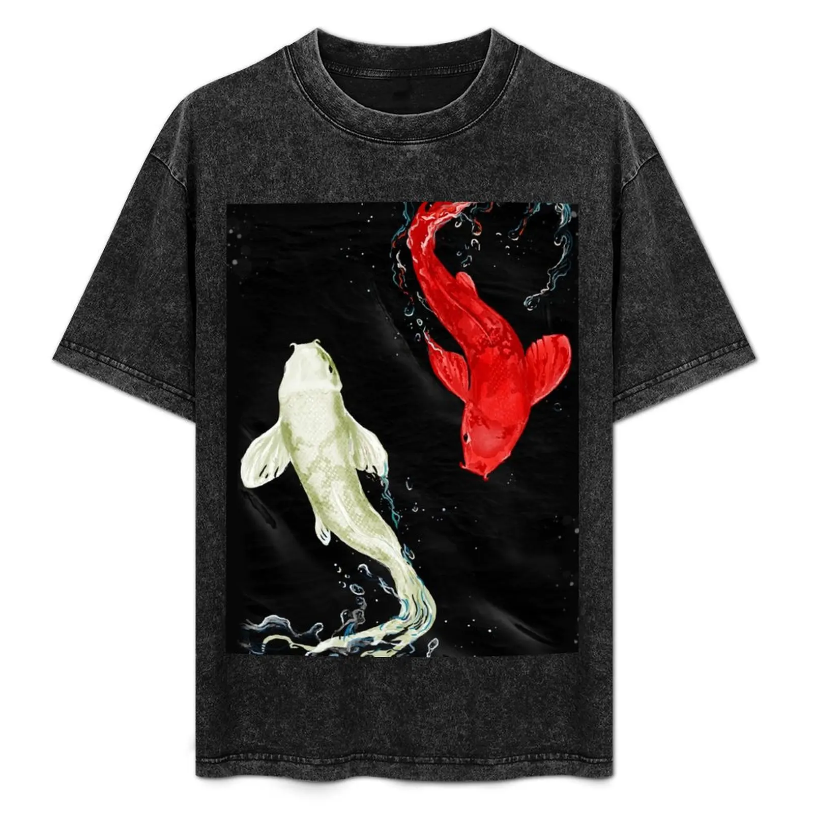 Koi Fishes T-Shirt plain funny shirt cotton blue archive plain black t shirts men