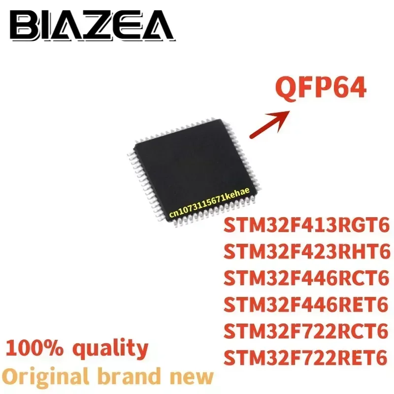 1 pieza STM32F413RGT6 STM32F423RHT6 STM32F446RCT6 STM32F446RET6 STM32F722RCT6 STM32F722RET6 QFP64 Chipset