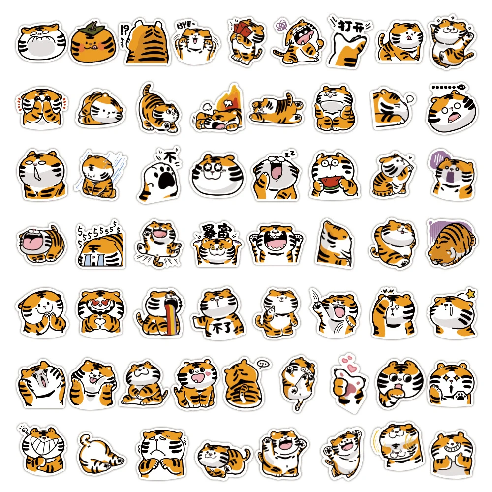 10/30/50/100PCS Kawaii Tiger Stickers Graffiti For Kids DIY Skateboard Laptop Luggage Phone Car Gift Decals Cartoon Sticker Toys