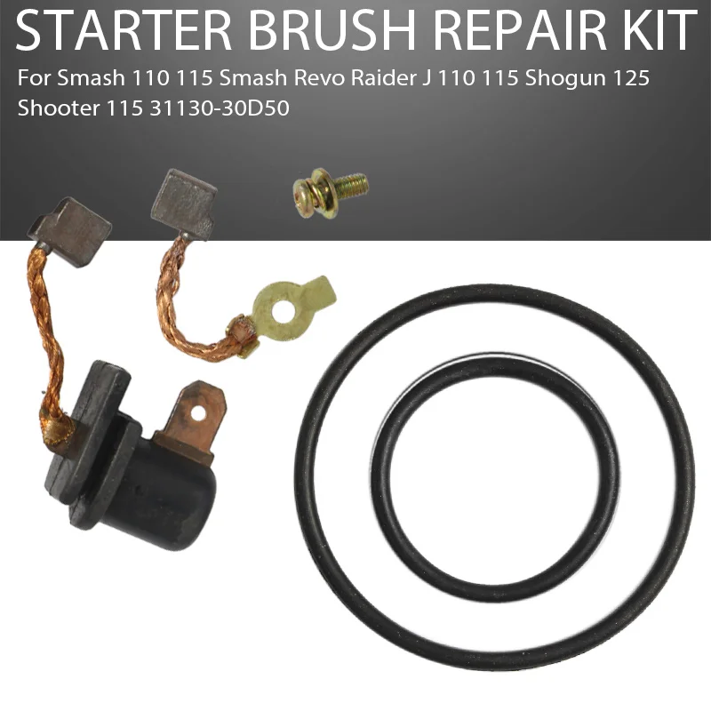 Kit de Escobillas de Carbón para Arranque 31130-30D50 Compatible con Smash 110 115, Smash Revo, Raider J 110 115, Shogun 125, Shooter 115
