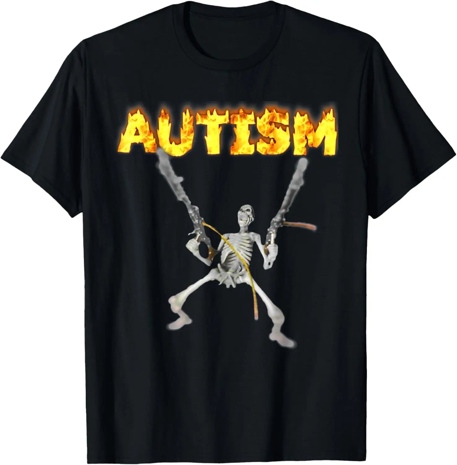 Autism Skeleton Funny Oddly Specific Dank Meme T-Shirt 100% Cotton Trendy Y2K Short-Sleeve Tee-Soft, Quick-Drying,
