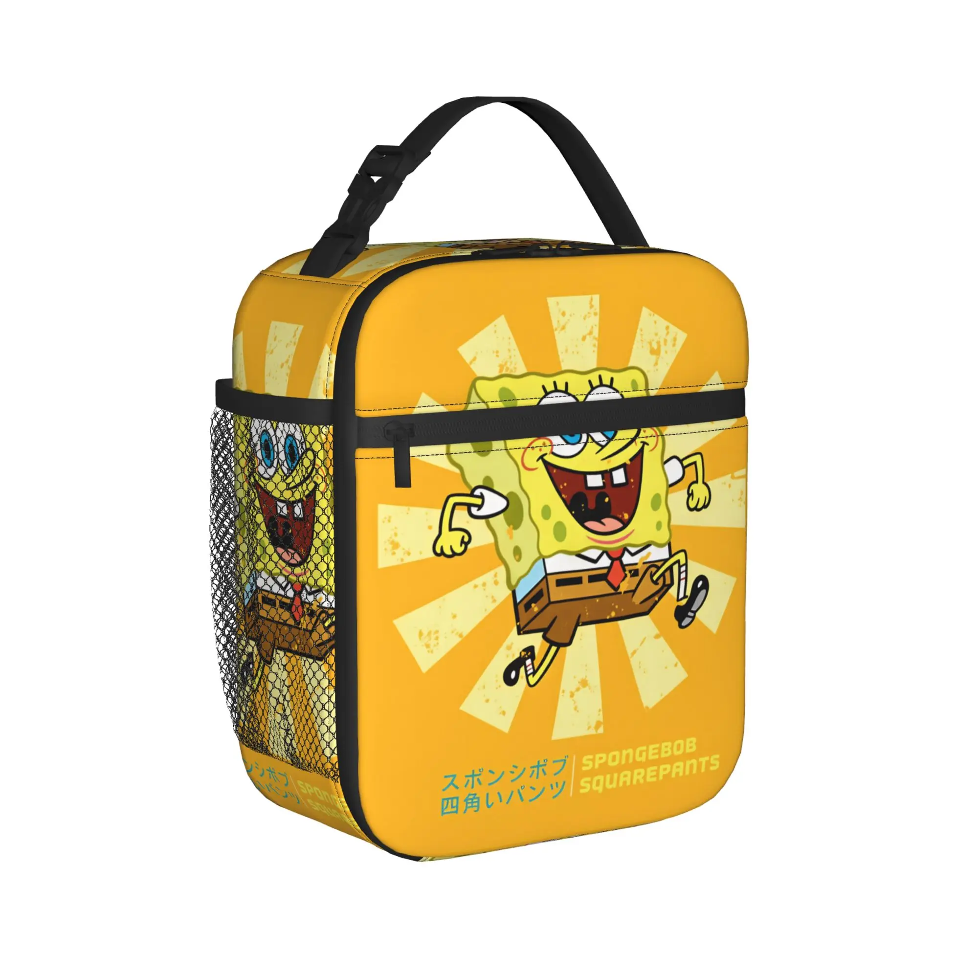 Anime  Spongebobs Lunch Bag  Casual Lunch Box Office Convenient Tote Food Bags For Unisex Oxford Print Cooler Bag