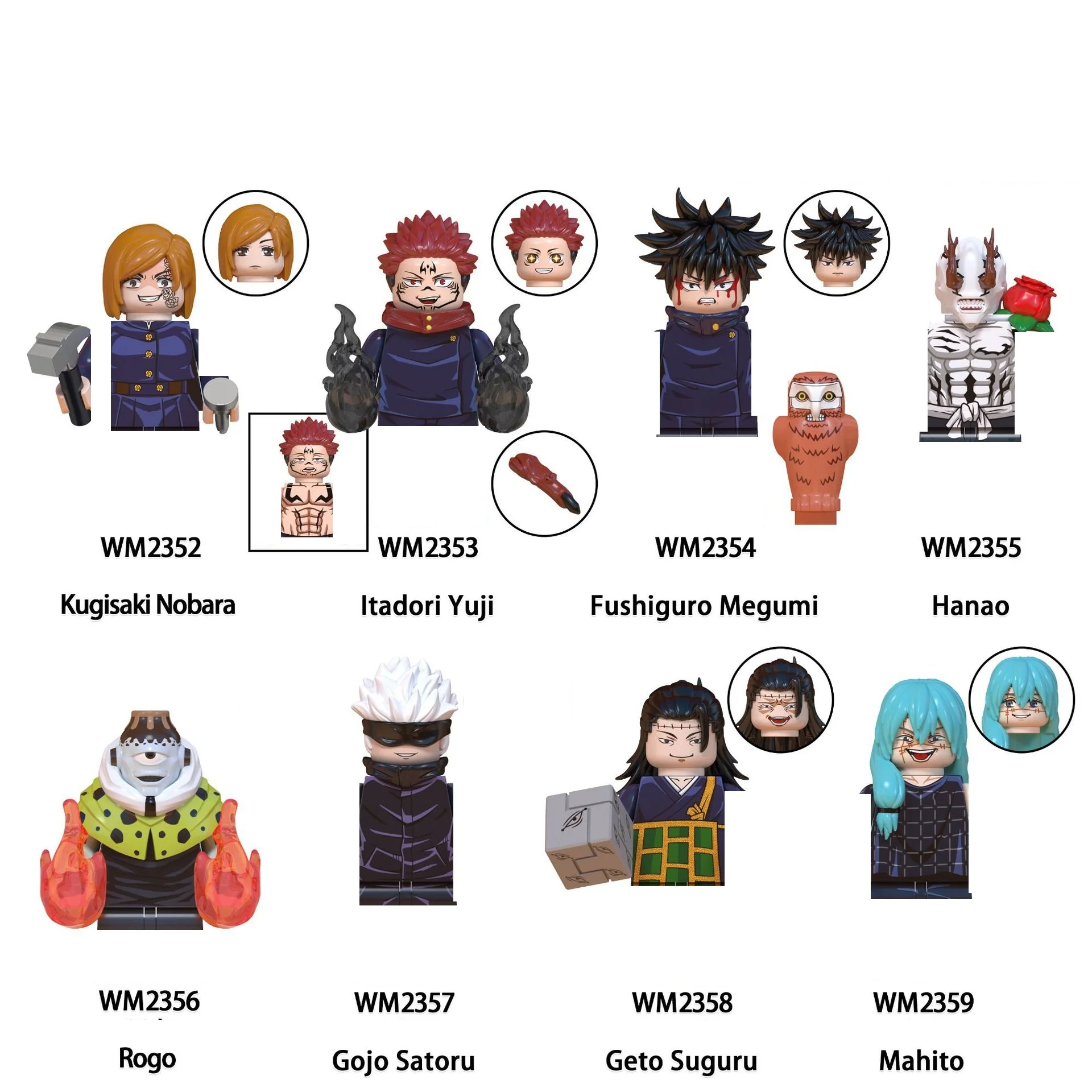 Jujutsu Kaisen Anime dessin animé Gojo Satoru Itadori Yuj Fushiguro Megumi Okkostu Yuta blocs de construction Mini figurines d'action jouet pour enfants