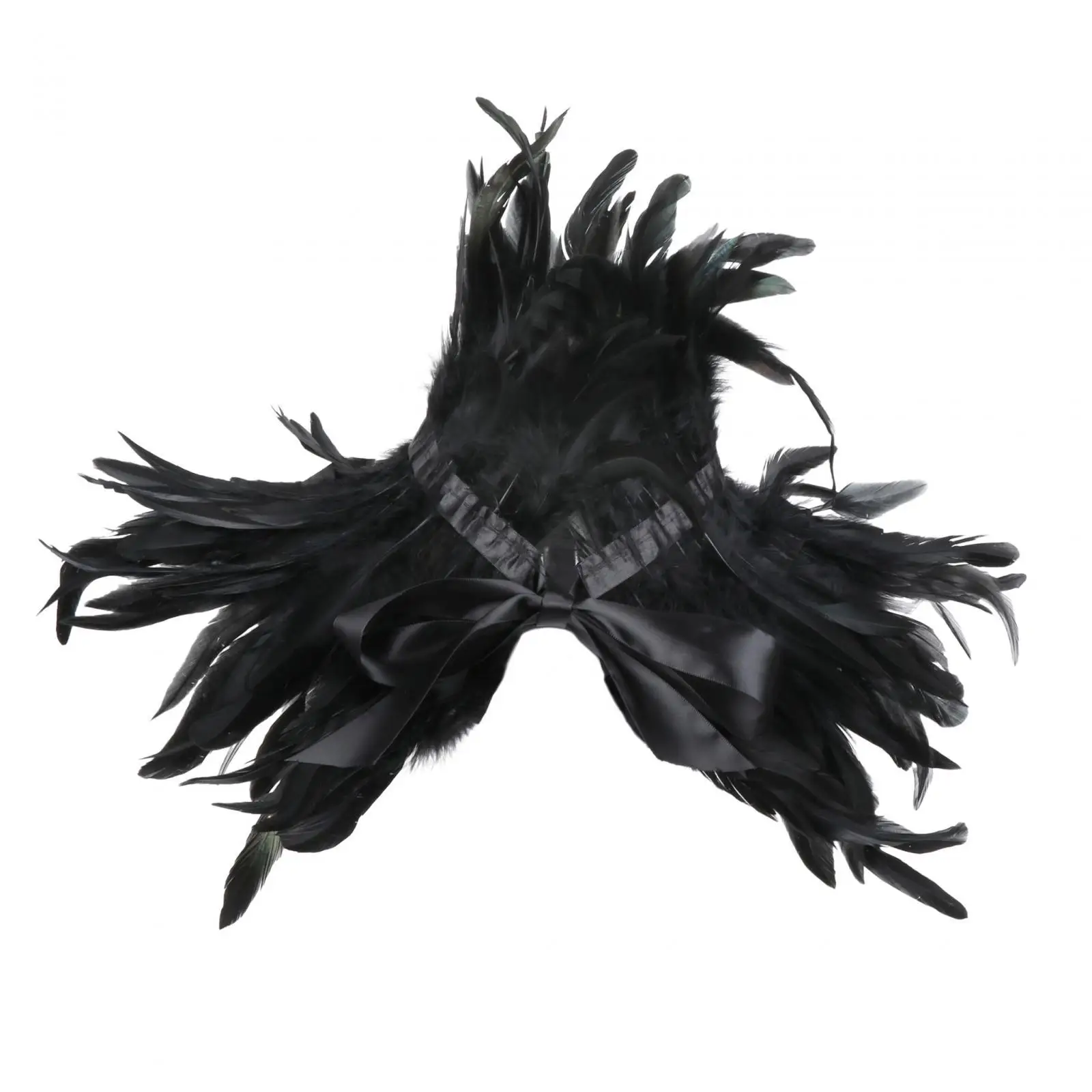 Feather Shrug Shawl Cosplay Choker Halloween Costume Decoration Neck Cover for Women Fancy Dress Maleficent Black Feather Shawl