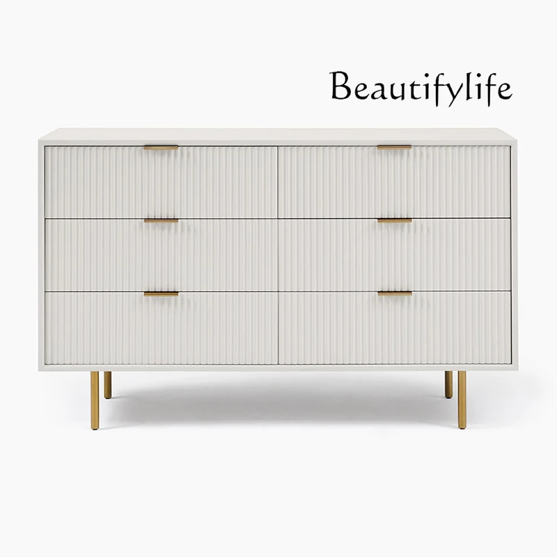 

Nordic modern simple light luxury Italian minimalist bedroom storage solid wood side cabinet six chest cabinet