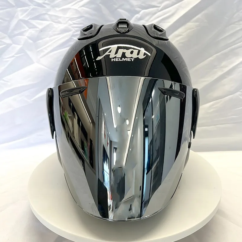 

VZ-RAM ABS Classic 3/4 Open Face Helmet,For Vintage Motorcycle and Cruise Motorcycle Protection Helmets,Bright black,Capacete