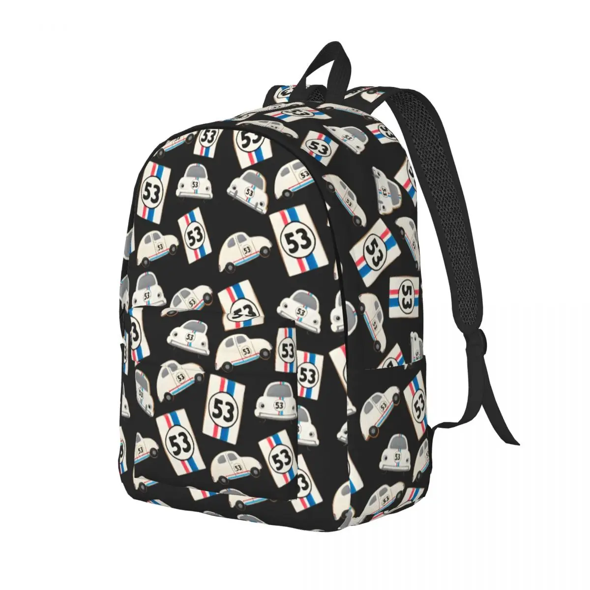 Herbie Number 53 Backpack Lightweight Student Work Race Car Enthusiasts Stripe Daypack Men Women Laptop Computer Shoulder Bag