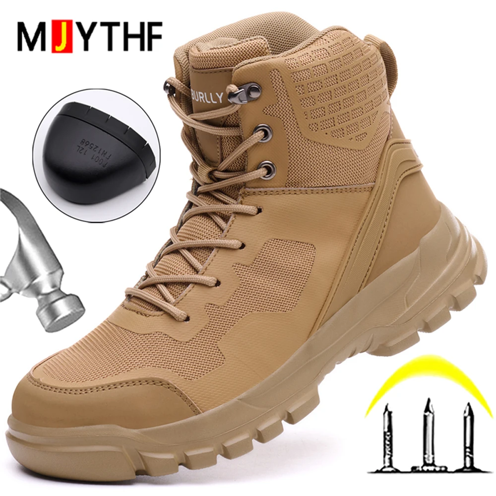 Men Work Safety Boots Steel Toe Shoes Anti-smash Anti puncture Indestructible Shoes Security Boots Protection Shoes Plus Size 48