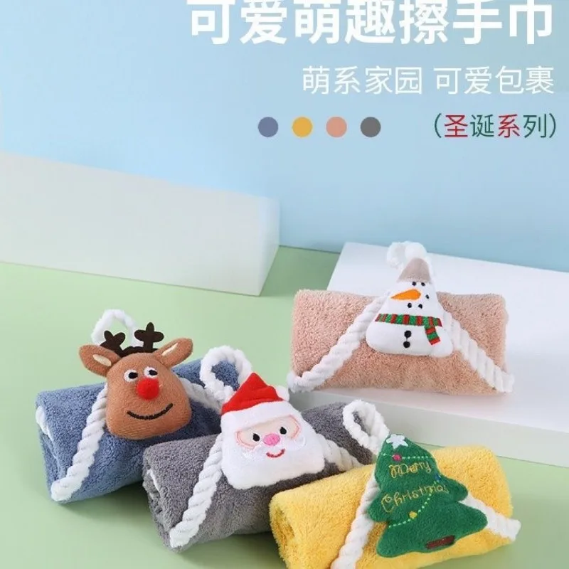 هدية الكريسماس معلقة منشفة اليد المرجان الصوف منشفة ماصة المطبخ المنزلية والحمام الكرتون تجفيف الأيدي منشفة معلقة #1