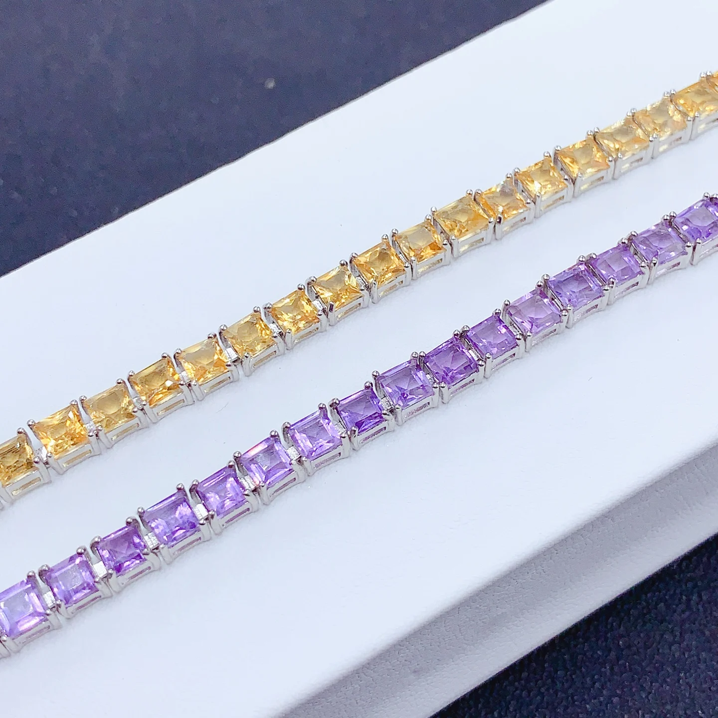 

YULEM Новинка: Натуральные квадратные камни из цитрина или аметиста 4x4 мм, 34 шт. для повседневного ношения женщинами