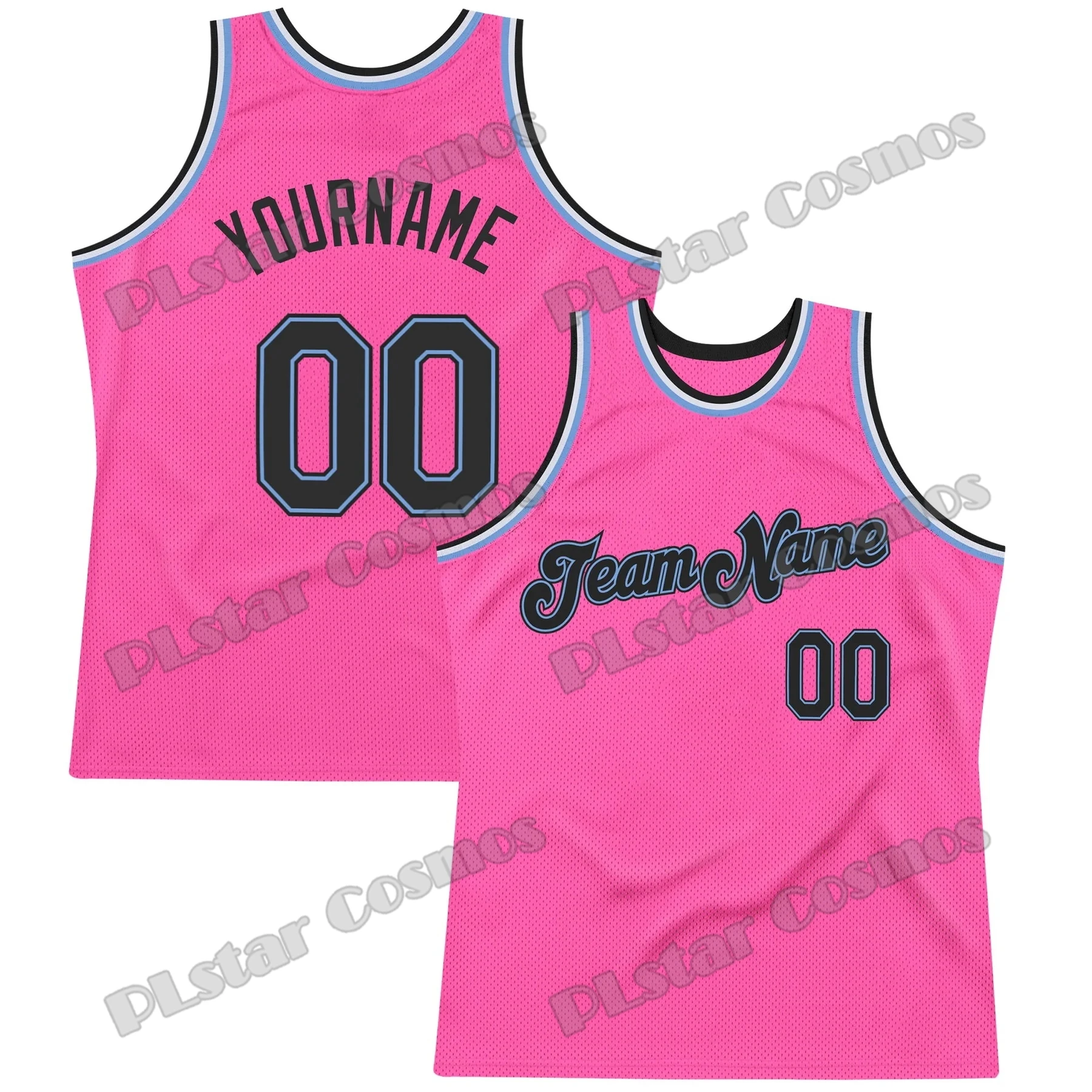 Custom Pink Light Blue Pattern Palm Trees Throwback Basketball Jersey 3D Printed Men Youth Summer Sport Basketball Vest LBX07