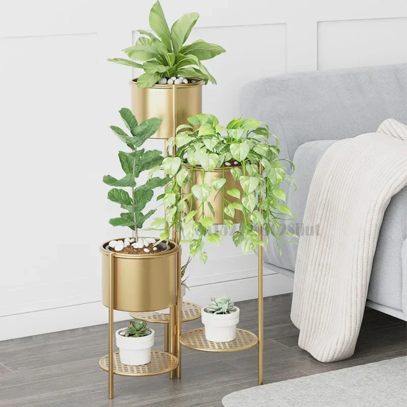 

Nordic Golden Iron Plant Shelves, Multiple Flower Pot Holder, 3-Layer Planter Display Organizer, Stylish Plant Stand