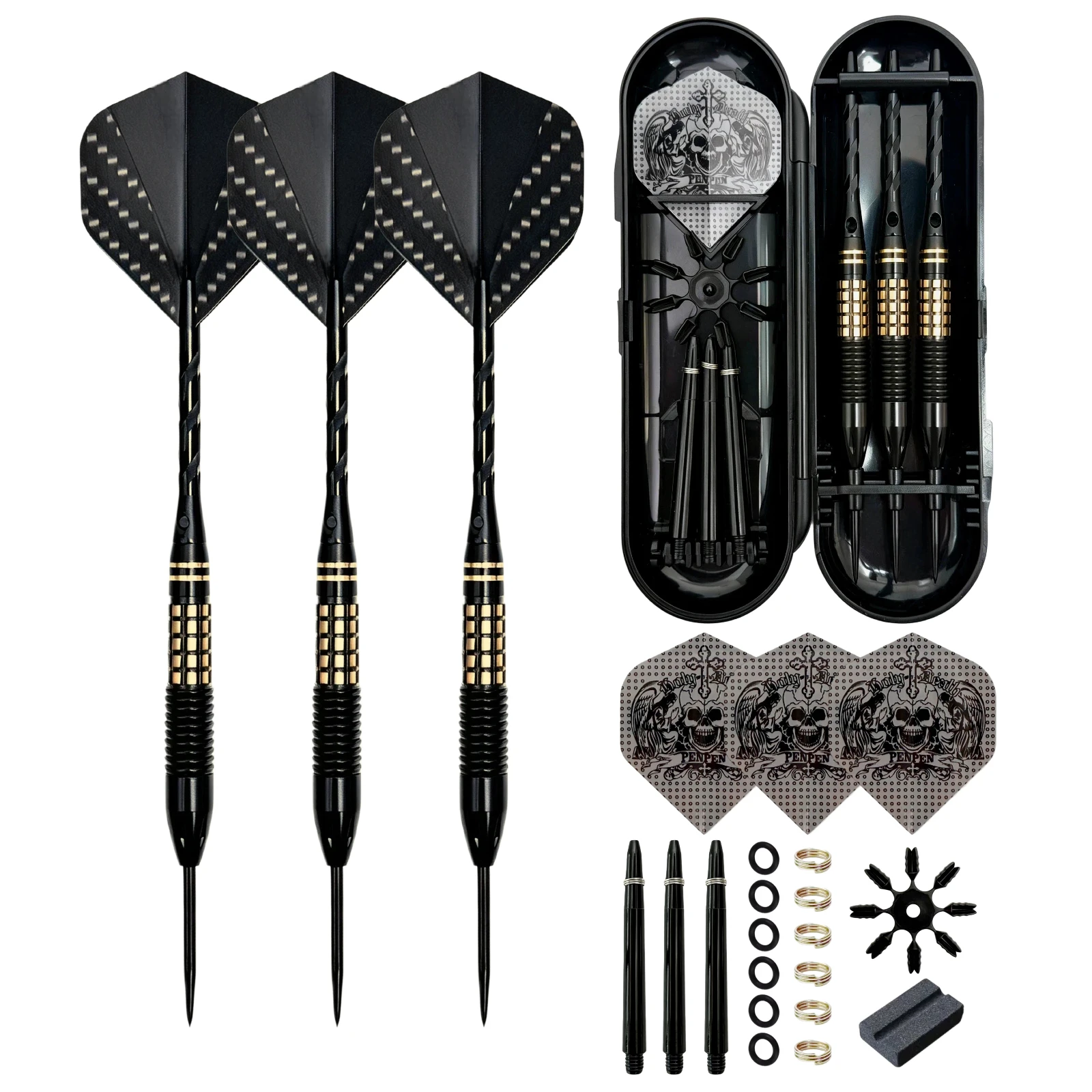 Steel Pointed Dart Set, 3-Piece Professional Brass Barrel Dart with Aluminum Alloy Rod, Halloween Theme, Perfect Christmas Gift