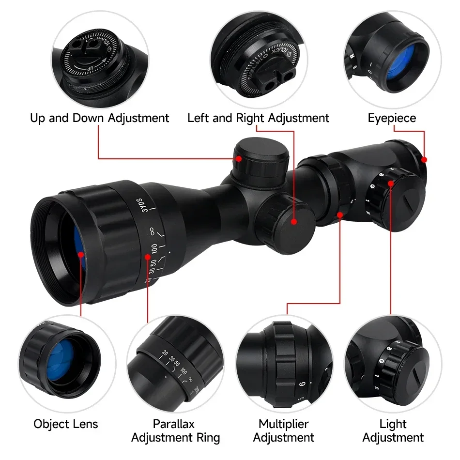 Imagem -05 - Âmbito Óptico Ajustável do Rifle do Rgb Riflescope Tático Pistola de ar Ak47 Ak74 Vista Telescópica 22lr 223 5.56 mm 26x32ao