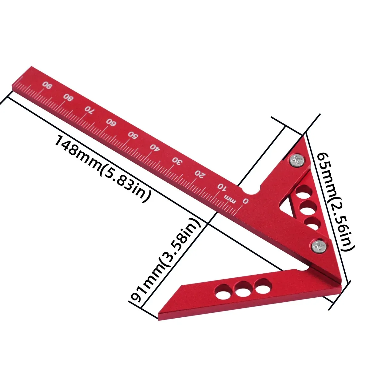 Center Finder, Holzbearbeitung, quadratisch, 45–90 Grad, rechtwinklig, Linienlehre, Aluminium, Center Scribe, Zimmermannslineal, Holz-Messwerkzeug – Detail 8