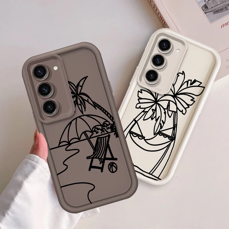 Artistic Coconut Tree For Samsung Note 20 S24 S23 S22 S21 S20 Ultra Plus FE A25 A23 A22 A15 A31 5G Eye Ladder Funda Phone Case