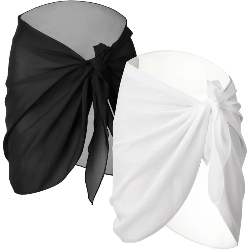 2-Piece Women's Chiffon Sarong Cover-Up Set, Beach Wrap Skirt for Bikinis and Swimsuits