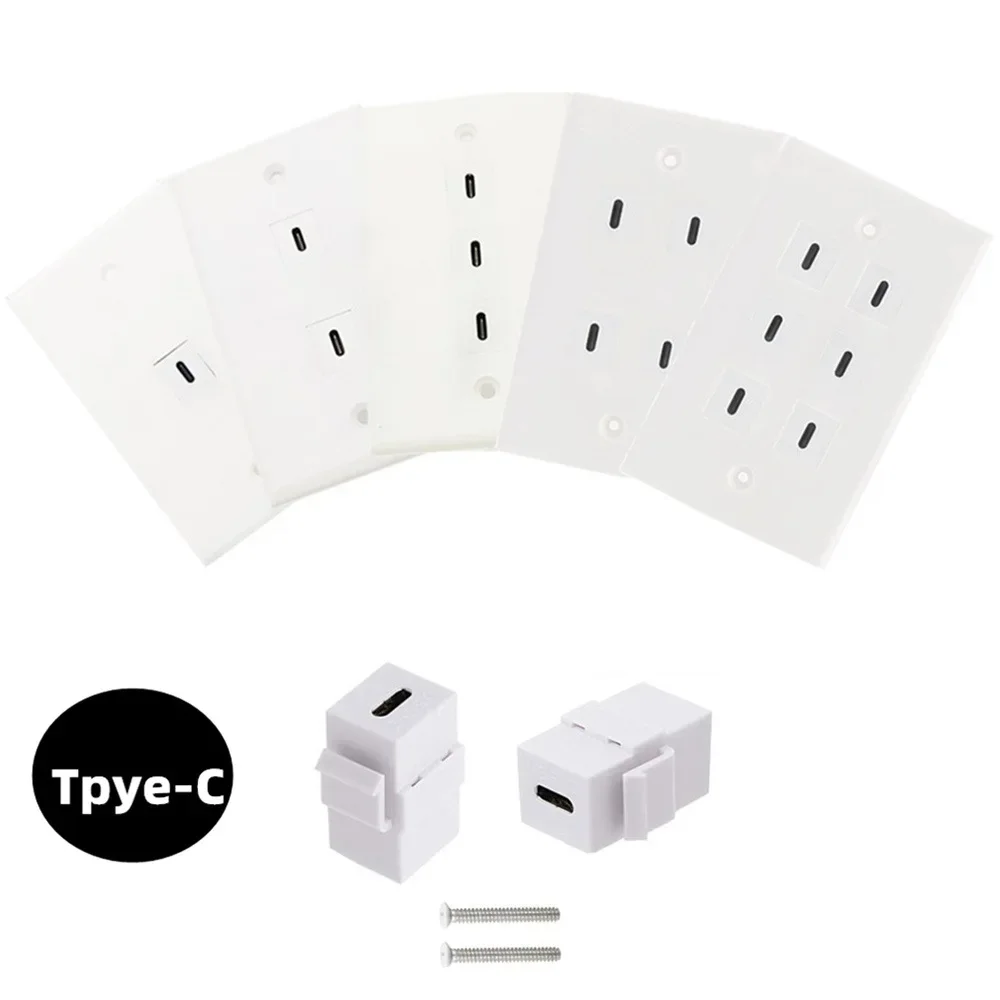 1-6 Port USB Type-A/USB Type-C Data Charging Ports Decorative White Wall Plate