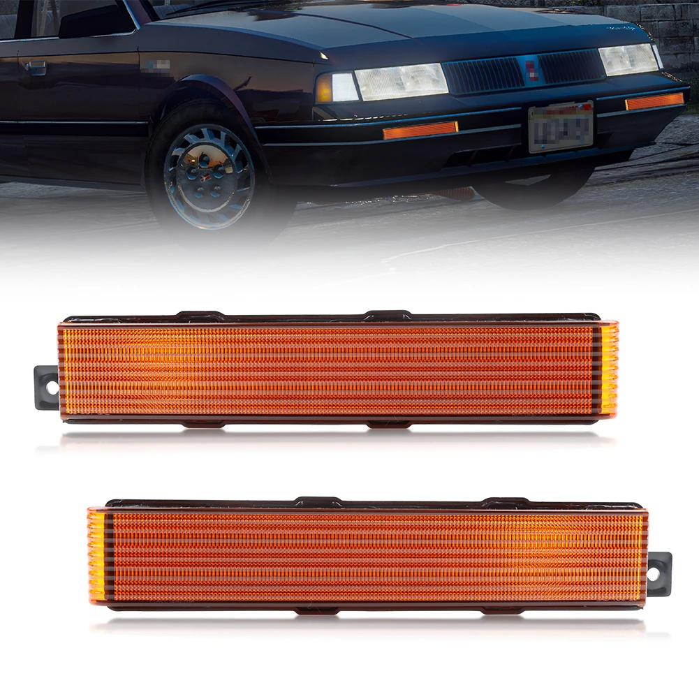 

2Pcs Front Bumper Parking Light DRL Daytime Running Light Turn Signal Light Cover For 1982-1996 Oldsmobile Cutlass Ciera No Bulb