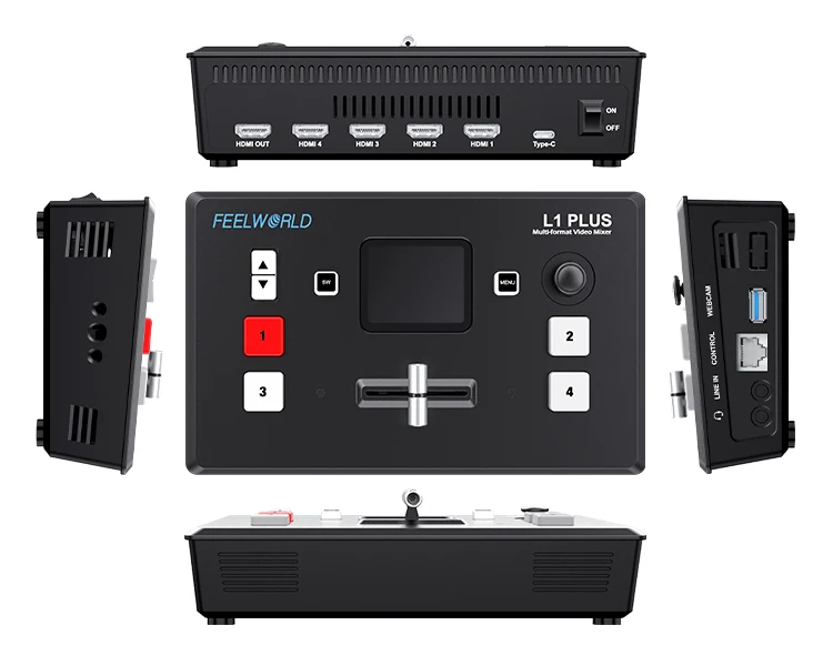 FEELWORLD L1 PLUS  USB3.0 Fast Streaming Multi-camera Video Mixer Switcher  Touch Screen PTZ Control