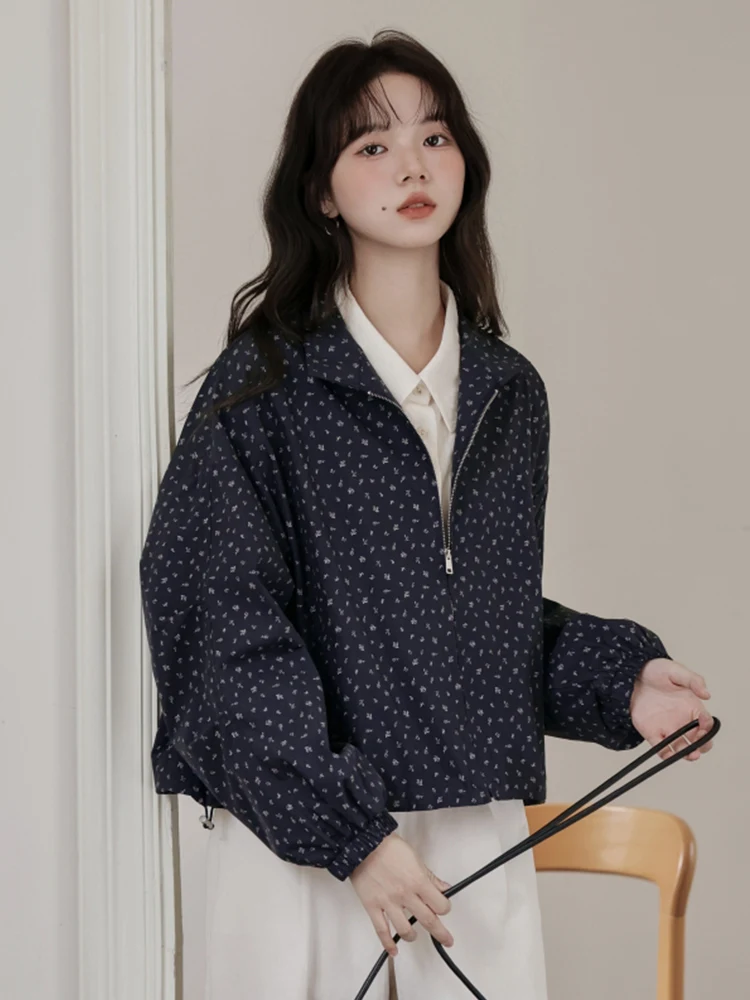 Or Jaet – manteau à imprimé Floral rétro pour femme, nouveau petit Design, col montant, fermeture éclair, coupe ample, automne 2025