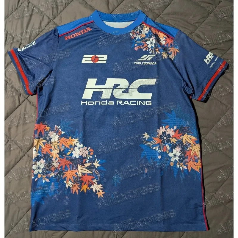 

2025 Summer Yuki Tsunoda HRC Honda Motocycle Racing Collaboration Suzuka Edition Shirt BLUE T-Shirt Quick Drying Breathable MOTO