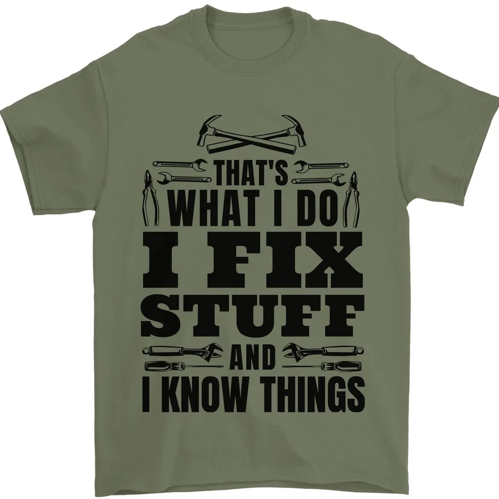 

I Fix Stuff Funny Electrician Sparky DIY Mens Women Summer Tees T-Shirt 100% Cotton Anime Graphic