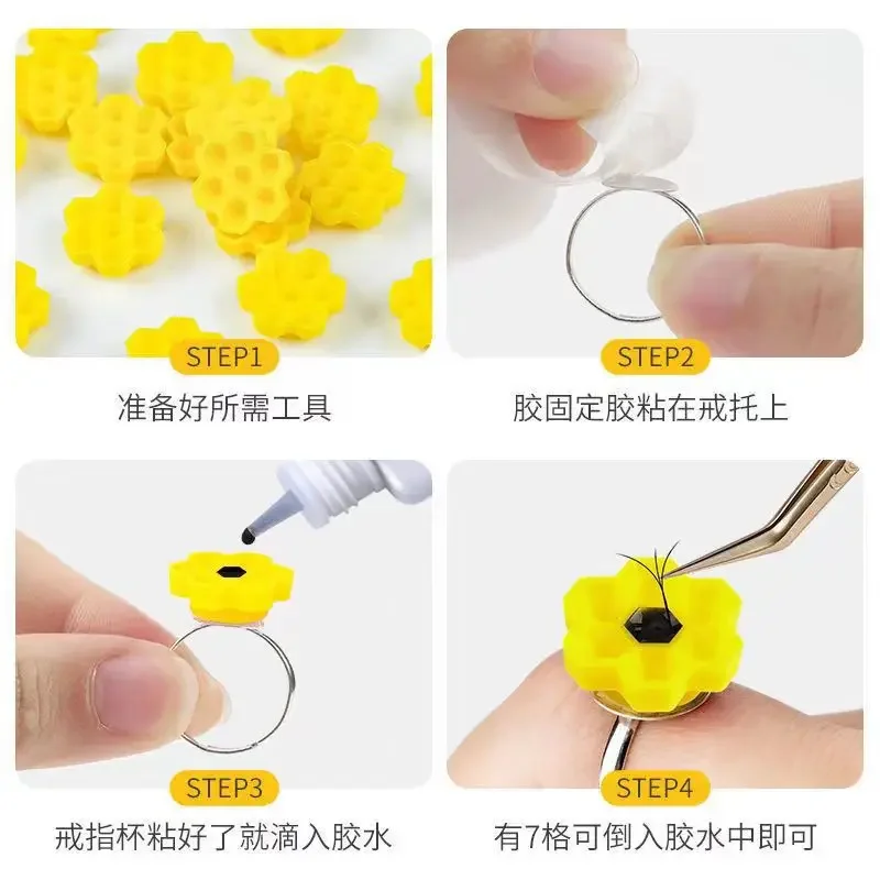 100 pçs/lote rosa cola cílios extensão suportes enxertia flor ameixa cílios cola atraso copo tatuagem segurando copos em forma