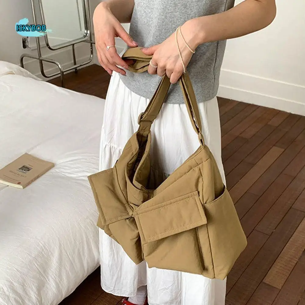 

Casual Chic Slant Cross Tote Bags Nylon Teenager Single Shoulder Bag Commuting Leight Weight Messenger Bags Men Women