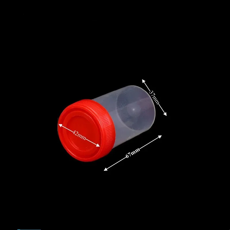 Plastic Urine Container Cup 60 ml Plastic Vials Screw Cover Sputum Cup Height 67mm EO-Sterilized Individual Packing 50/PK