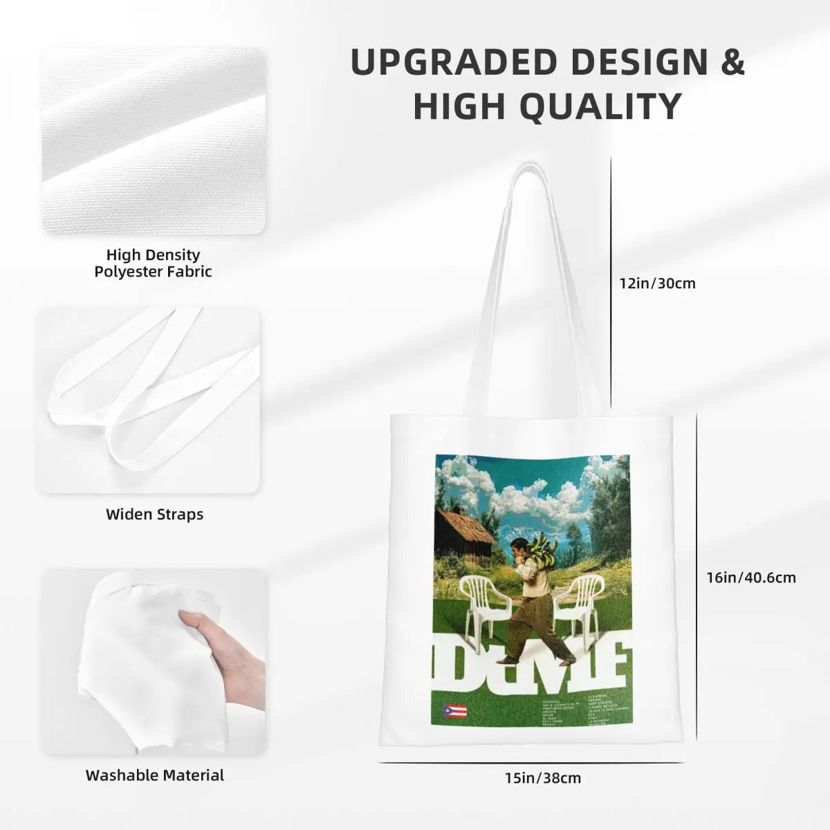 النساء الرجال ريترو ستايل باد الأرنب حمل الحقائب قماش بورتوريكو حقيبة تسوق لحقائب اليد للتسوق