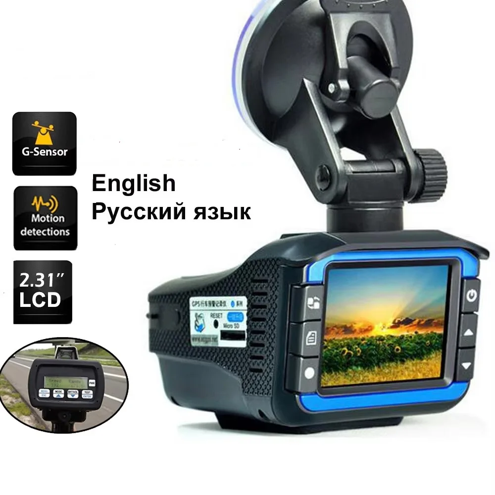 

2024 Car Dash Recorder Rad Detector VGR-3 Plush 2 in1Dash Cam video Recorder G-sensor Video Registrator English or Russian Voice