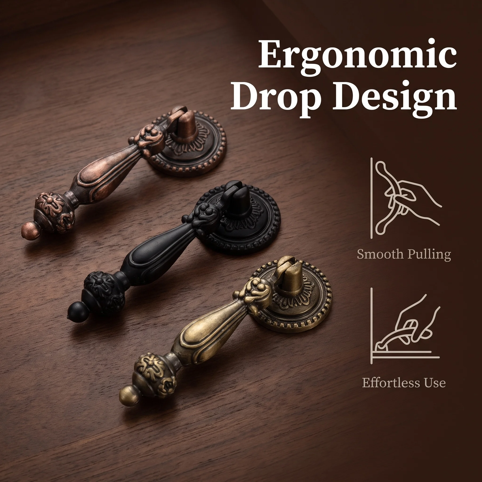 مقبض خزانة عتيق من سبيكة الزنك - مراجعة Furniture Hardware Drop Pulls وسعره