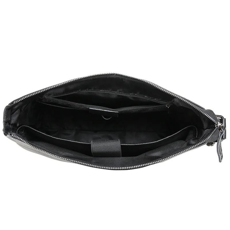 Bolsa mensageiro horizontal de couro genuíno para homens, bolsa de ombro de couro casual, grande capacidade, nova