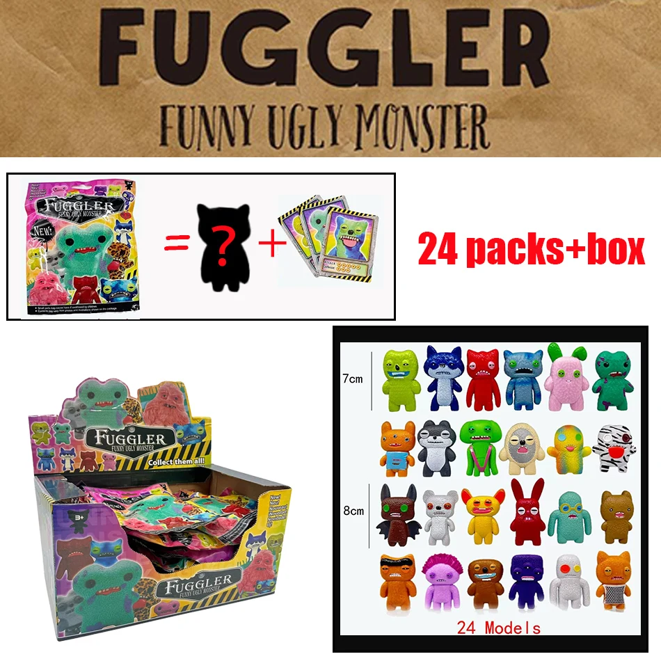 

24pcs/set Fuggler Teeth Monster Series Blind Bags Funny Ugly Action Toy Creative Blind Collectible Model Cartoon Trendy Surprise