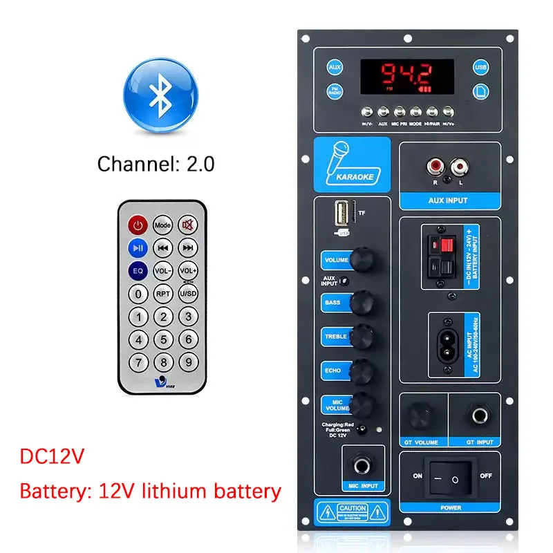 Bluetooth Audio Amplifier Motherboard High Power Square Dance Karaoke Reverb Outdoor Speaker Mod Parts