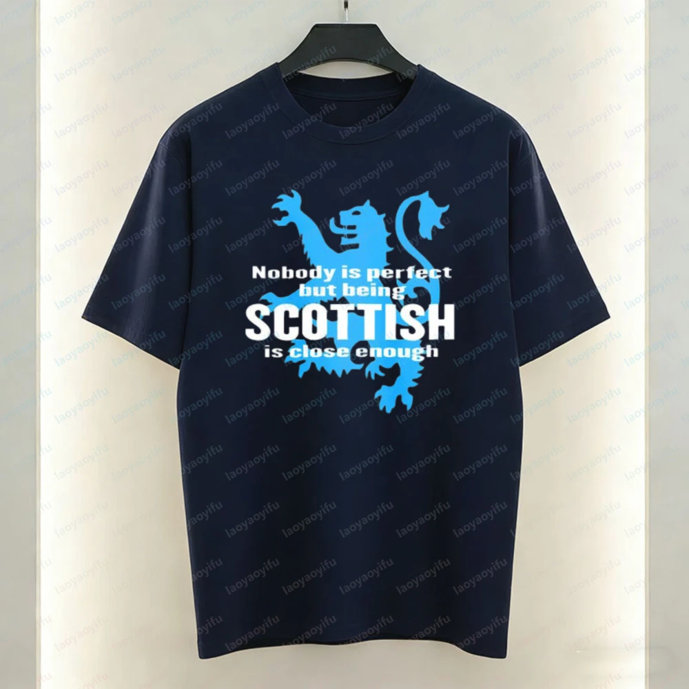 Funny Scottish Cotton T-Shirt for Men Nobody Is Perfect Graphic Tee Proud Scotsman Gift Patriotic Casual Tops Fashion Streetwear