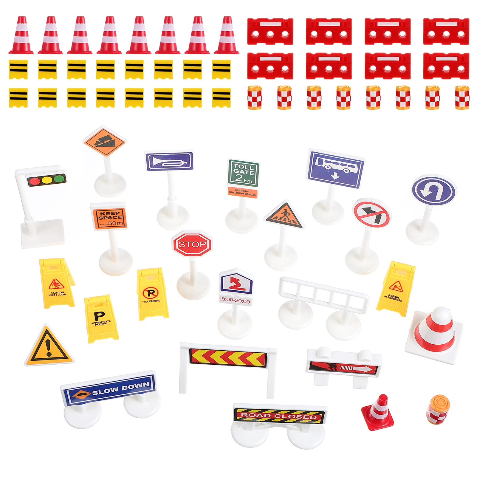 Ensemble de panneaux de signalisation routière en plastique, Surface lisse, ensemble de jeu éducatif imaginatif pour enfants, apprentissage des signes de rue, jouets de circulation