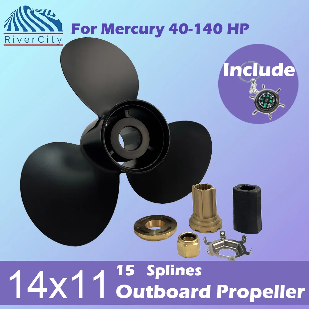 

14x11 For Mercury 40hp 50hp 60hp 70hp 125hp Boat Propeller Outboard Screw Boat Motor Aluminum Alloy Propeller 3 Blade 15 Spline
