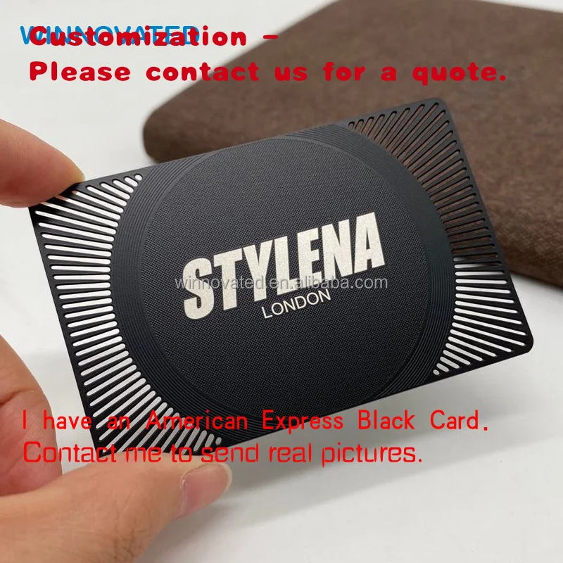 custom.High Quality Personalized Black Silver Metal Hollow Stainless Steel Membership Card