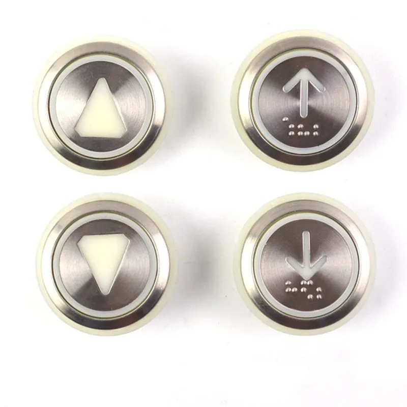 5PCS For KONE Elevator Button KDS50 KDS300 Round Floor Digital Call Out Arrow Stainless Steel Braille Bright Surface Glossy BT23