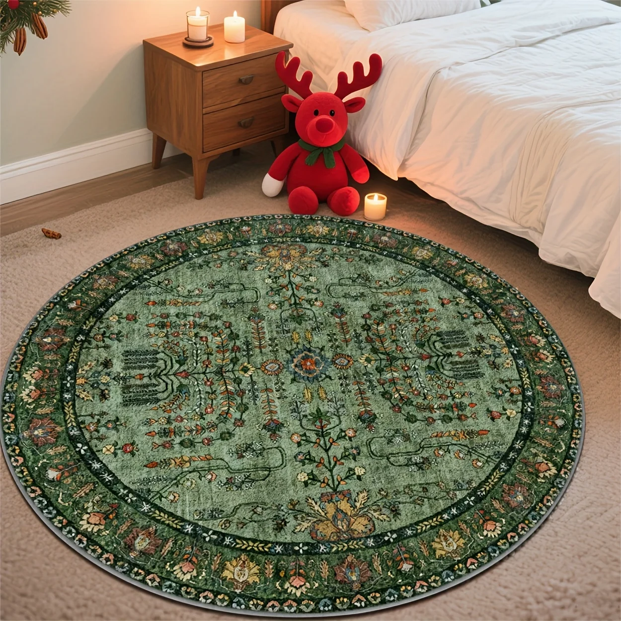 Vintage Tibetan Tiger Round Rug Traditional Oriental Animal Medallion Area Carpet Large Circular Floor Mat For Living Room view 3