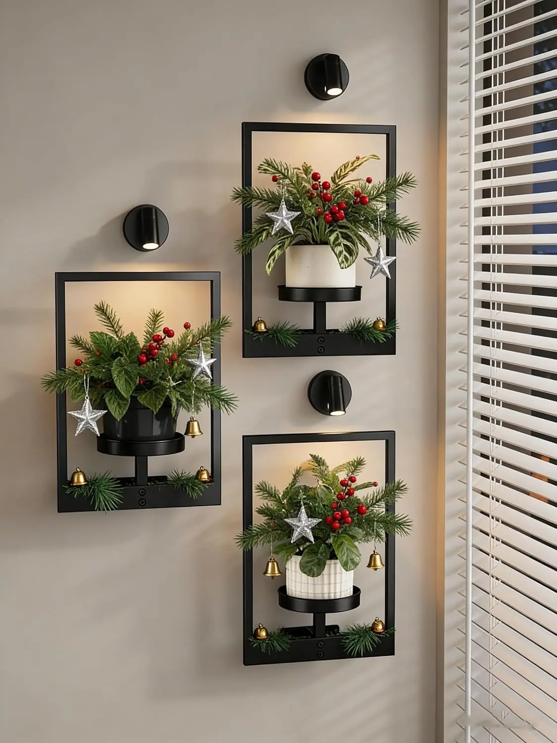 

Indoor Wall Plant Stand with Lights, Hanging Planter for Plants, 3-Pack Decor for Living Room or Outdoor Spaces