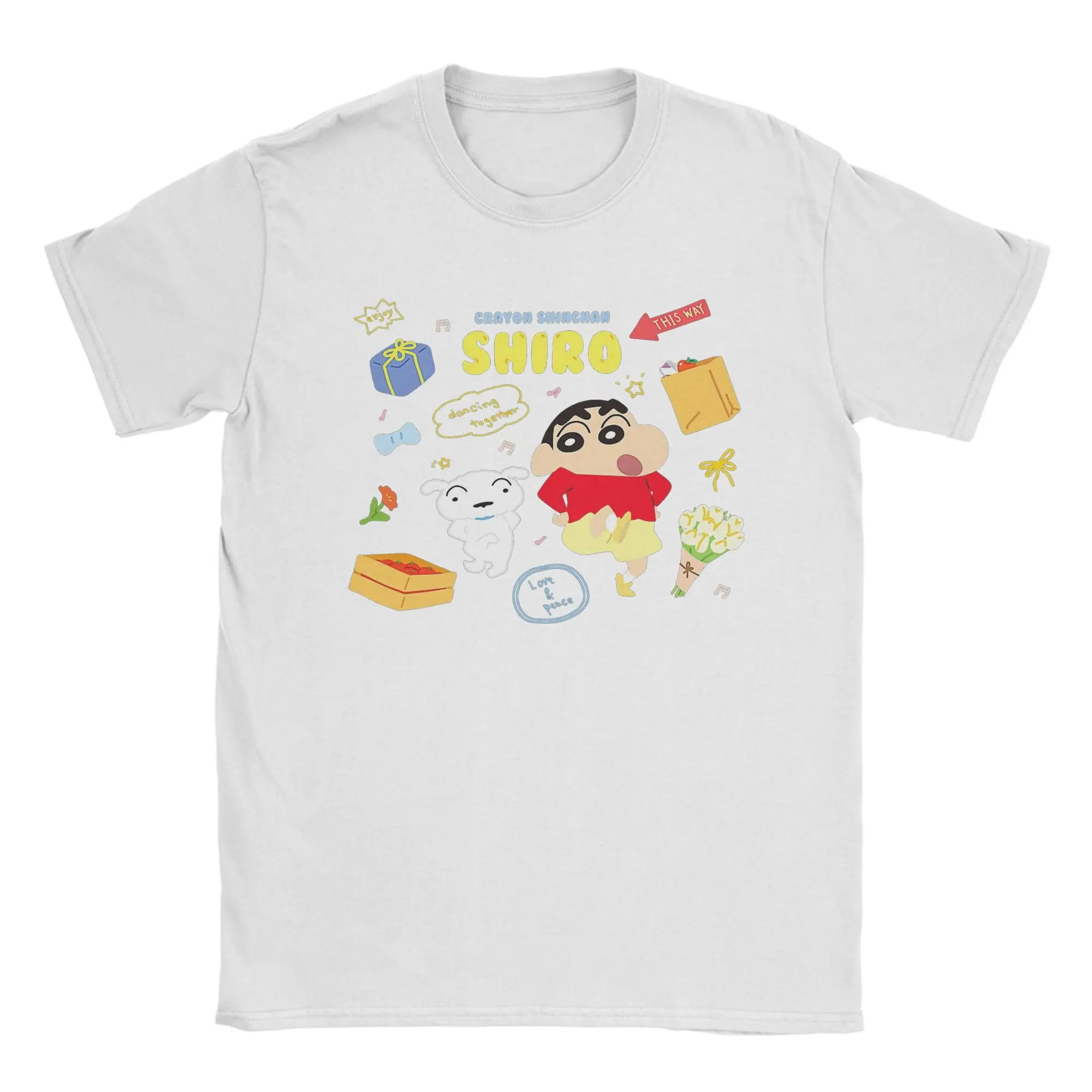 

Men Crayon Shin-Chans T Shirt Japanese Cartoon 100% Cotton Tops Novelty Short Sleeve Crew Neck Tee Shirt Printing T-Shirt
