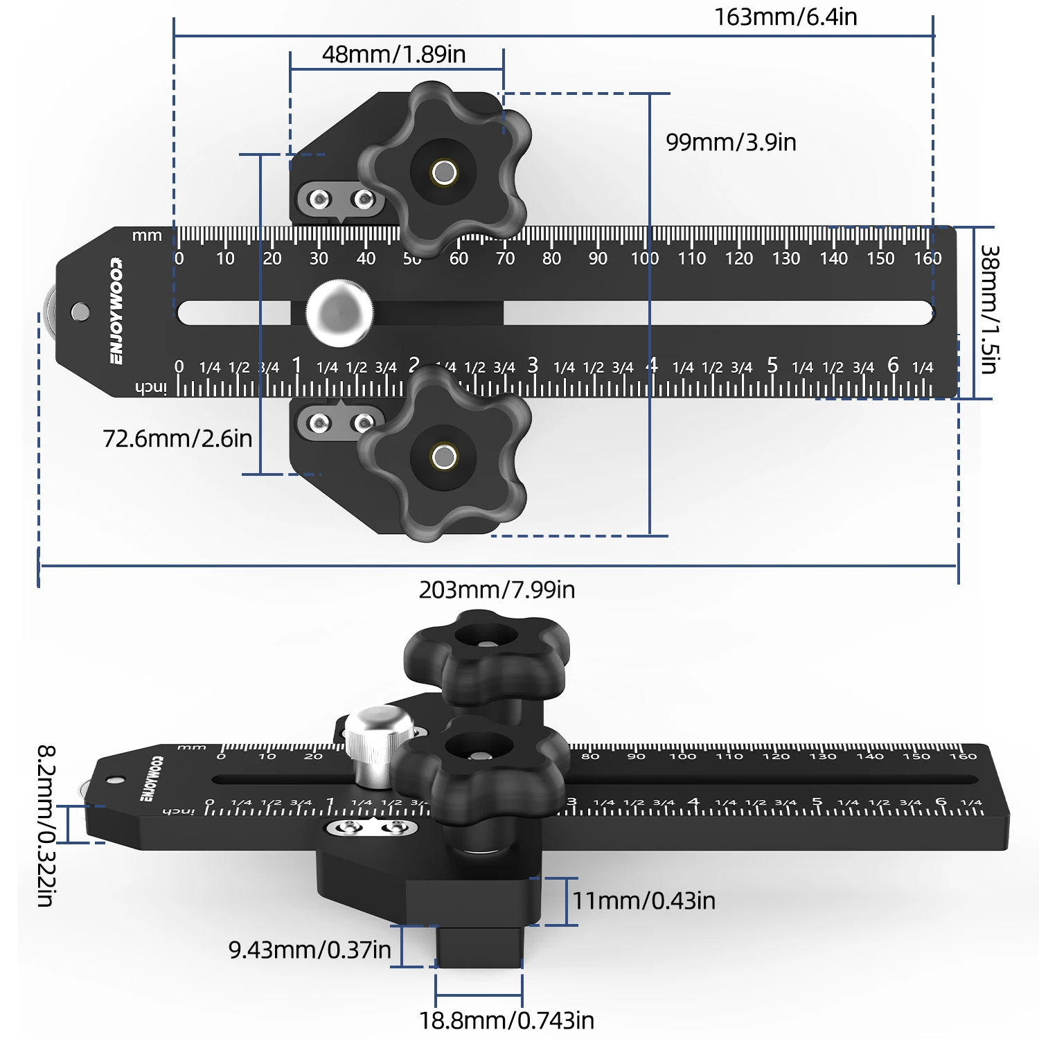 ENJOYWOOD 160 مللي متر رقيقة مزق تهزهز انزلاق حاكم الجدول المنشار تهزهز دليل لصنع متكررة ضيق رقيقة قطاع قطع أداة نجارة