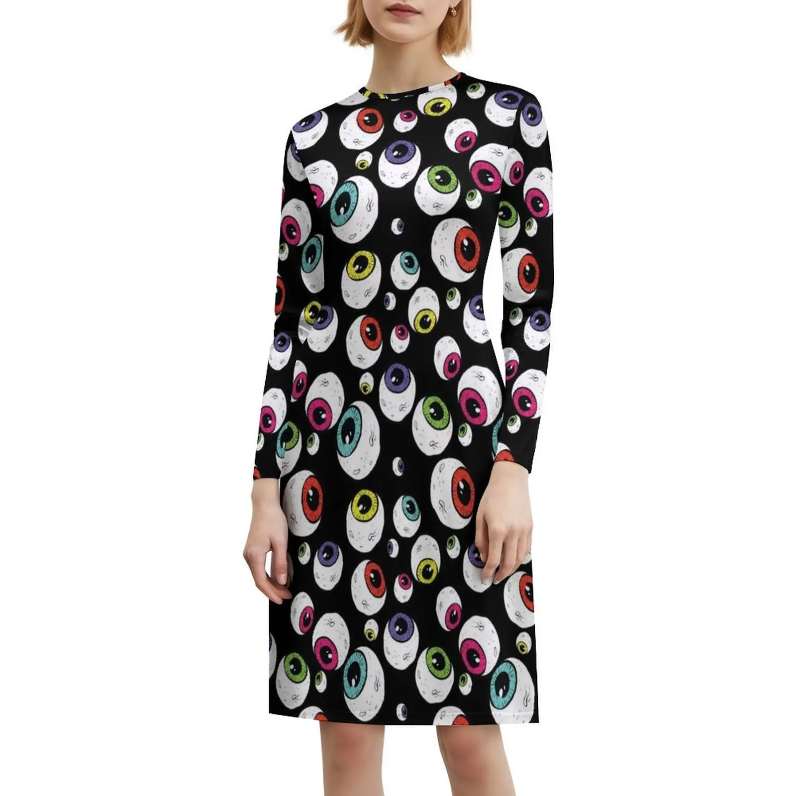 Ogen overal Boho chique jurk elegante mode strand bruiloft jurk occulte kosmische horror griezelig patroon vrouwelijke kleding