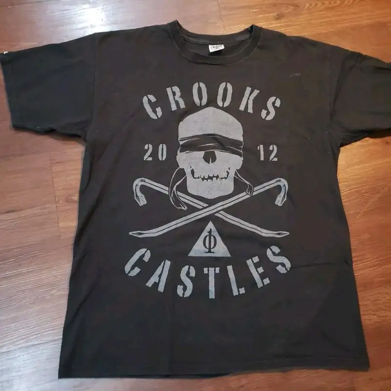 Crooks and Castles Skull And Crowbar 2012 Graphic T Shirt Mens Size Large Black