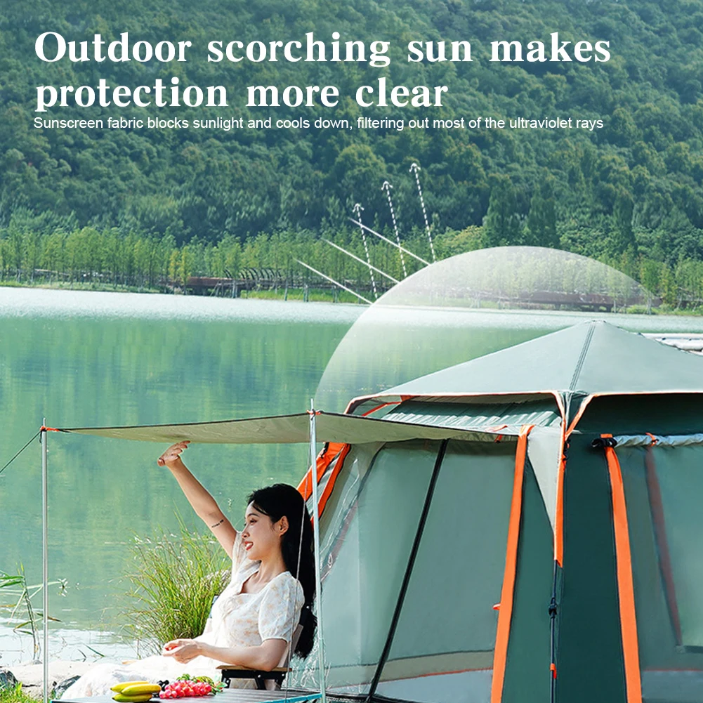 Automatic Camping Tent Sun-Protection Outdoor Folding Tent Waterproof Portable Hexagonal Tent for Family 3-4/4-6 People