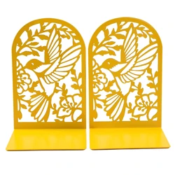 Bird Hollow Out Craft Bookends for Men Women Metal Book Ends Heavy Duty Bookends, Home Office Supplies Office Desktop Bookends
