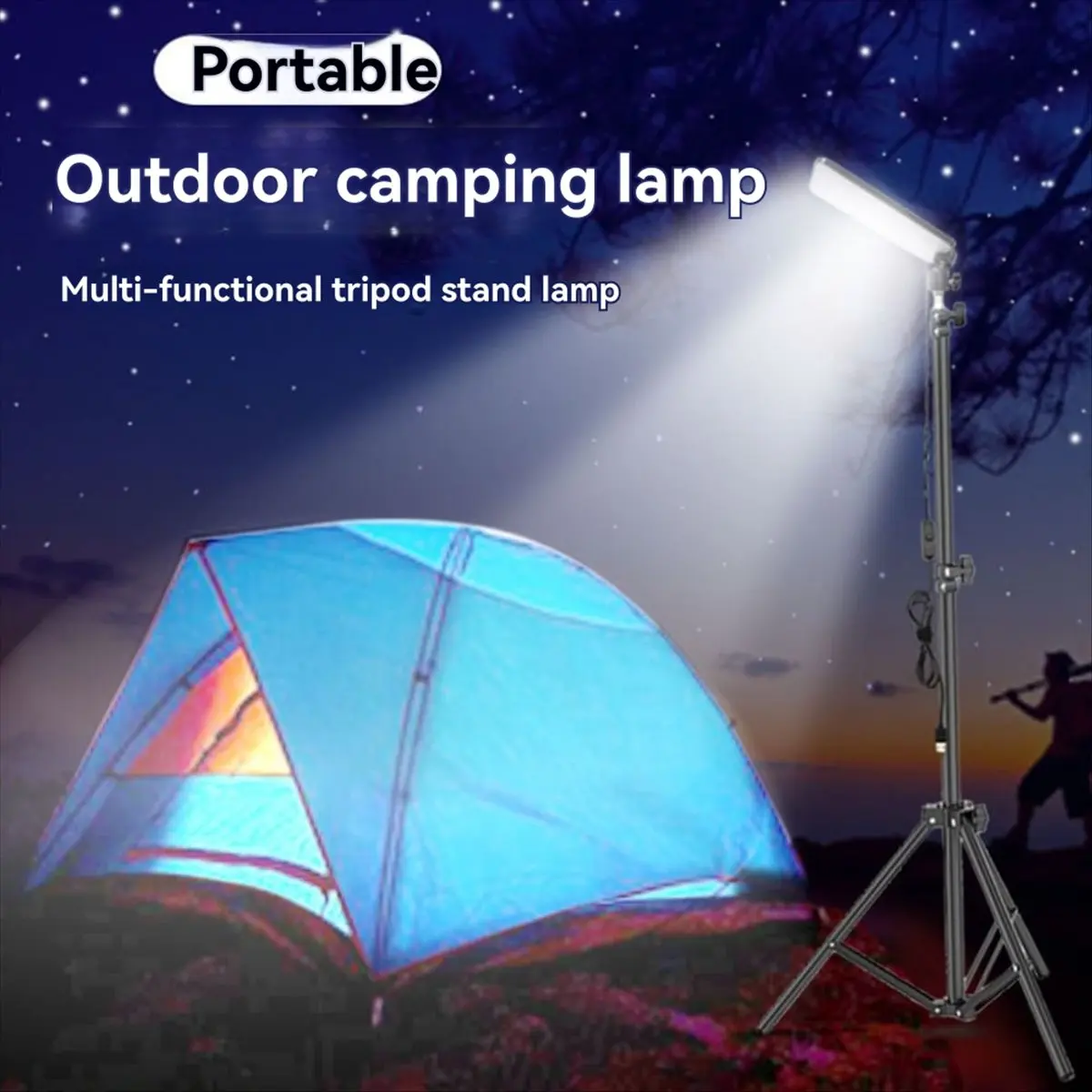 

【Промо】Портативный уличный светодиодный рабочий светильник, USB-штатив, лампа для кемпинга, прожектор, телескопическая лампа на столбе для путешествий, рыбалки, живой шоу